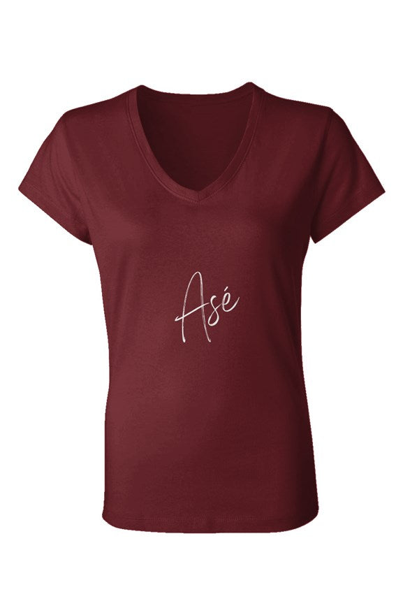 Asé Women's Jersey V-Neck T-Shirt - Maroon